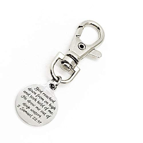 Bag Charm  God Drew Me Out Charm  2 Samuel 22 17 Charm  Scripture Charm  Back Pack Charm  Purse Charm  Christian Gift  Faith Gift
