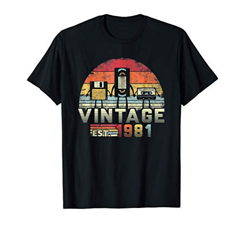 1981 Shirt. Vintage 40th Birthday Gift  Funny Music Tech T-Shirt