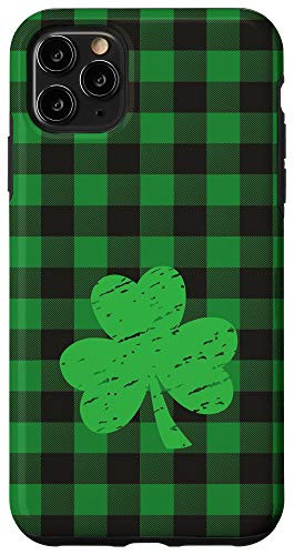 iPhone 11 Pro Max St Patricks Day Shamrock Green Buffalo Plaid Case