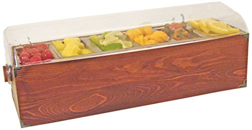 Co-Rect Roll Top Condiment Holder Hazel Wood Tray with Bracket, Wood