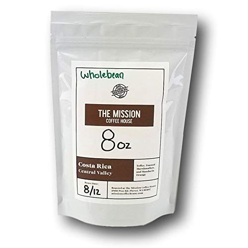 Mission Coffee House  Costa Rican Coffee  Medium Roast  Small Batch  Artisan Roasted  Arabica Beans  No Artificial Additives or Ingredients  8oz Whole Bean