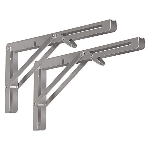 Folding Shelf Brackets 2 Pack Heavy Duty Triangle Shelf Bracket for Bench Table Wall Mounted Standing Shelf Brackets for Saving Place Multi Size  Max Load 300lb  12 inch   304 Stainless Steel