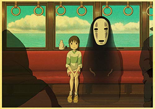 Poster Studio Spirited Away Ghibli Japanese Anime No Face Movie Poster Print Wall Art Film Cinema Print Poster Gifts Home Decor No Frame