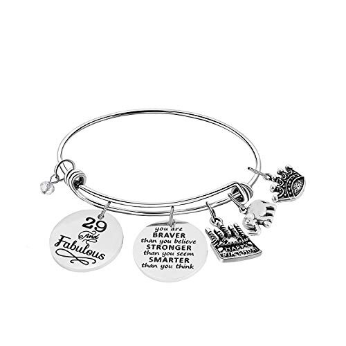 Yiyang 29th Expandable Birthday Bracelet Gifts for Women Girls Expandable Charm Stainless Steel Bangle Bracelets Jewelry Present for Daughter Niece Cousin Sister Friend Yiyang 29th Expandable Birthday Bracelet Gifts for Women Girls Expandable Charm Stainless Steel Bangle Bracelets Jewelry Present for Daughter Niece Cousin Sister Friend
