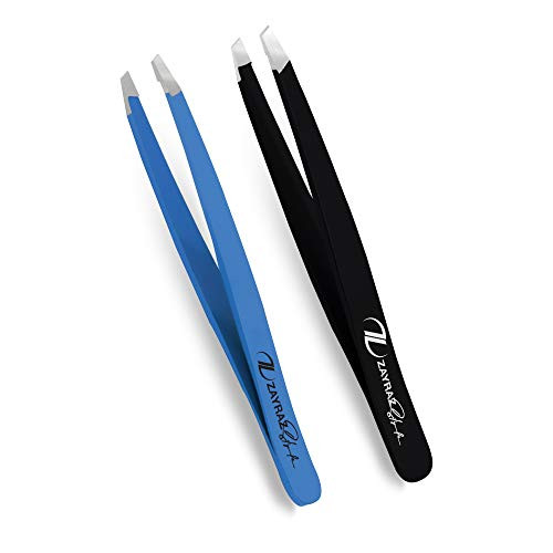 Slant Tip Tweezers - Professional Eyebrow Stainless Steel Tweezers - Best Precision Tweezers for Eyebrows - Splinter Tweezers for Facial Hair Removal for Daily Beauty Routine.