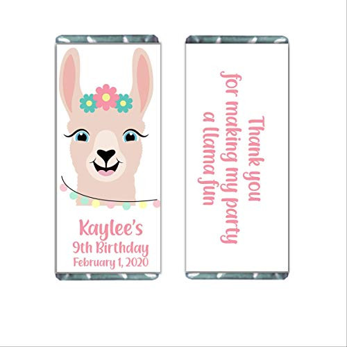 Llama Face Personalized Candy Bar Wrappers for Chocolate Bar  Kids Birthday Party Favors  Hershey Bar Labels  Pack of 20