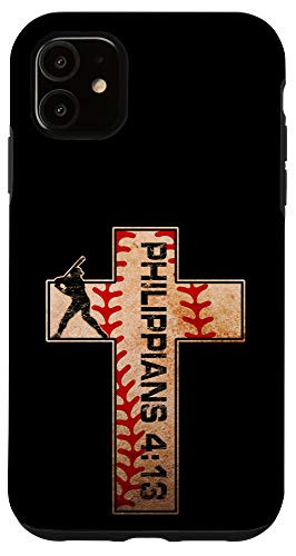 iPhone 11 Philippians 4 13 Baseball Cross Christian Faith Jesus Christ Case