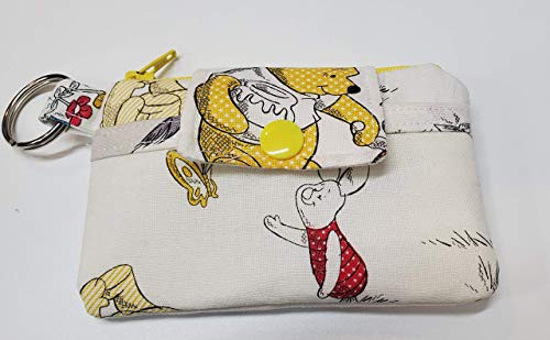 Zipper Mini Wallet Pouch Key Chain Fabric Card Holder Winnie the Pooh Piglet