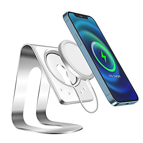 AICase Compatible with MagSafe Charger Stand Holder  Aluminum Desk Phone Stand Compatible with MagSafe Magnetic Charging for iPhone 12 iPhone 12 Pro iPhone 12 Pro Max iPhone 12 Mini  Silver