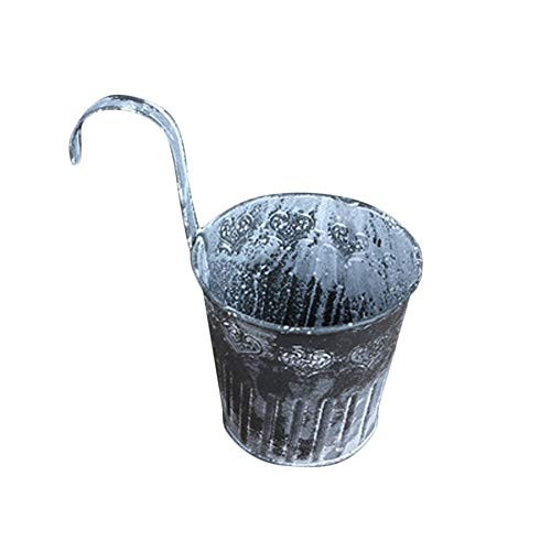 Flower Pots Hanging Flower Pots  Garden Pots Balcony Planters Metal Bucket Flower Holders - Garden Decorations  Gray