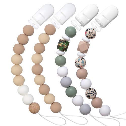 4 Pack Pacifier Clip Silicone Binky Holder Soothie Paci Clip
