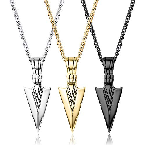 Besteel 3 Pcs Stainless Steel Pendant Necklaces For Men Boys Cool Arrowhead Spearpoint Pendant Chain Necklaces Set Besteel 3 Pcs Stainless Steel Pendant Necklaces For Men Boys Cool Arrowhead Spearpoint Pendant Chain Necklaces Set