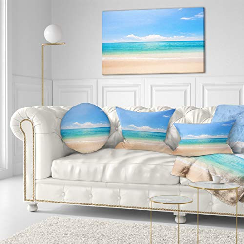 Design Art PT9507-40-20 Tropical Blue Sea & Sky Seashore Photo Canvas Art Print,Blue,40x20"