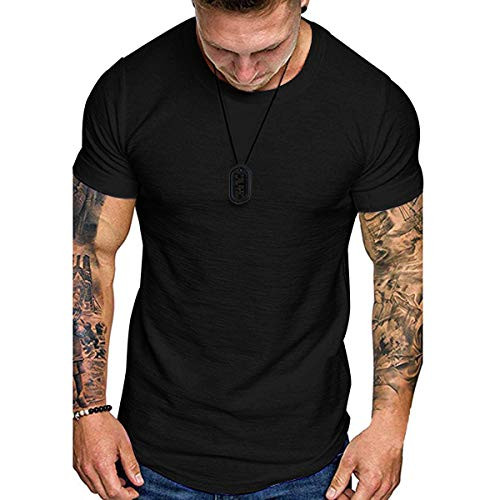 Mens Muscle Cotton Tee Shirt Bodybuilding Gym Short Sleeve Workout Athletic Cotton Shirt Black Mens Muscle Cotton Tee Shirt Bodybuilding Gym Short Sleeve Workout Athletic Cotton Shirt Black