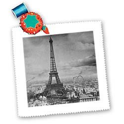 3dRose Eiffel Tower Paris France 1889 Black and White Square Quilt Sheet, 10 by 10-Inch
