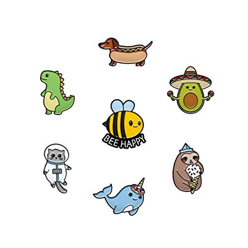 7 Cute Pins for Kids - Enamel Pins for Backpacks Cute Pins for Jackets Enamel Pin Set for Bookbags Dinosaur Lapel Pin  and  Other Animal Enamel Pins Included  Set 8