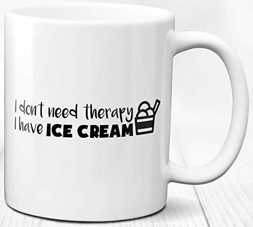 Ice Cream Therapy Mug Love for Ice Cream 11 oz Ceramic Cup Gift Decor