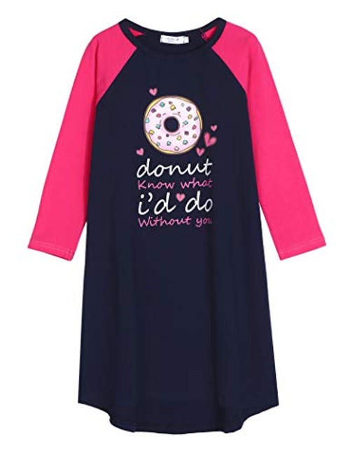 Arshiner Girls Cotton Nightgowns Long Sleeve Pajamas Nightdress Sleepwear Navy Blue Size 10 Arshiner Girls Cotton Nightgowns Long Sleeve Pajamas Nightdress Sleepwear Navy Blue Size 10