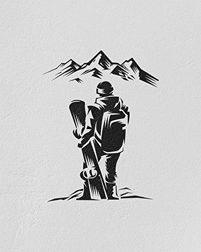 A Man And His Snowboard - Wall Decor Art Print on a gray background - 8x10 unframed print - great gift for relatives and friends who are snowboarding enthusiasts