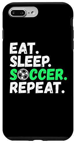 iPhone 7 Plus 8 Plus eat sleep soccer repeat football players ball sport coach Case