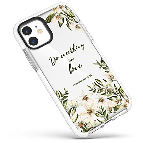 Case for iPhone 12 Pro iPhone 12 Daffodils Flowers Inspirational Scripture Bible Verses Quotes Corinthians 16 14 Soft Protective Clear Design Case Girls Women Compatible for iPhone 12 Pro iPhone 12