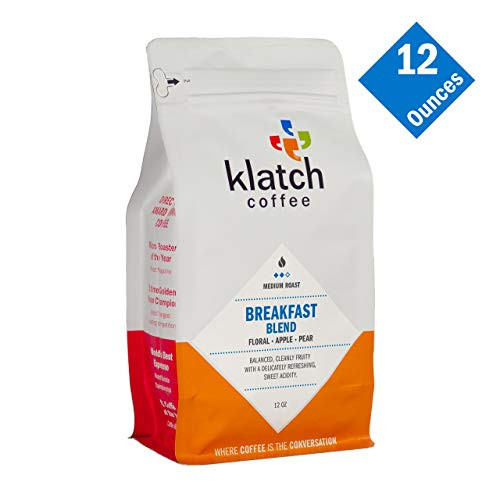 Klatch Coffee Breakfast Blend Medium Roast  12 Ounces  Whole Bean