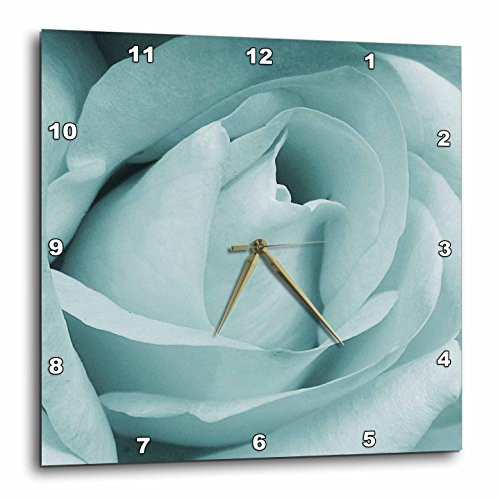 3dRose dpp_31975_2 Pale Aqua Rose-Wall Clock, 13 by 13-Inch
