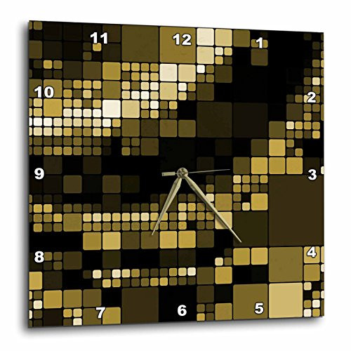 3dRose DPP_125013_2 Dark and Light Green Large and Small Digital Squares Pattern Wall Clock, 13 by 13-Inch