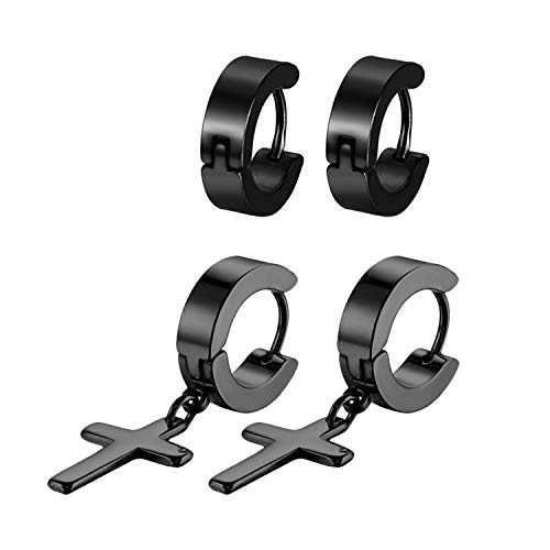 Flongo Men s Womens Vintage Stainless Steel Cross Dangle Hinged Hoop Earrings Stainless Steel Hoop Huggie Earrings Cross Drop Dangle Earrings Flongo Men s Womens Vintage Stainless Steel Cross Dangle Hinged Hoop Earrings Stainless Steel Hoop Huggie Earrings Cross Drop Dangle Earrings