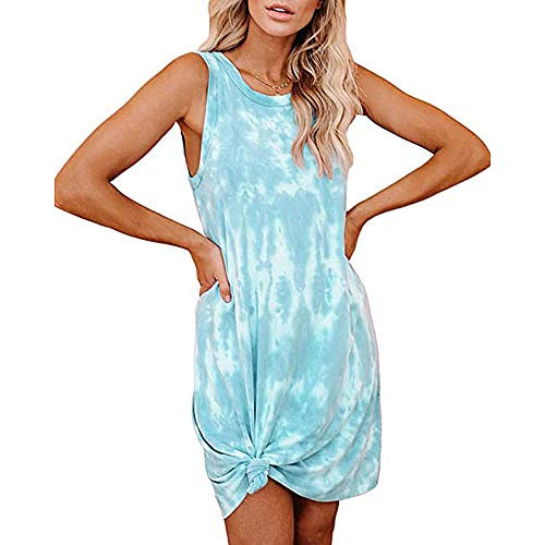 Flytop Women s Casual Tie Dye Short Dress Crew Neck Sleeveless Loose T Shirt Mini Dress Green Flytop Women s Casual Tie Dye Short Dress Crew Neck Sleeveless Loose T Shirt Mini Dress Green