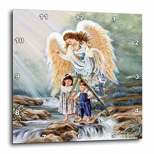 3dRose DPP_4667_2 Guardian Angel Wall Clock, 13 by 13"