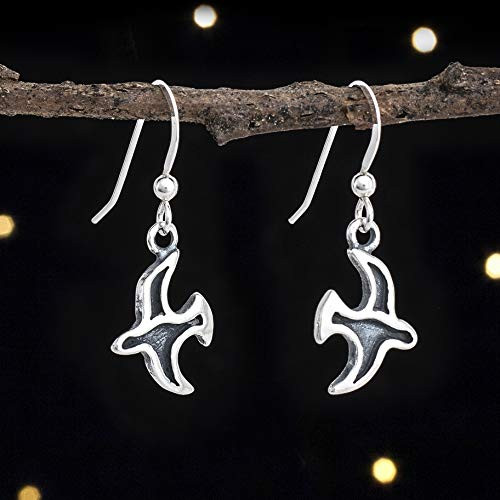 Sterling Silver Peace Dove Earrings - Small  Lightweight - Handmade  Solid .925