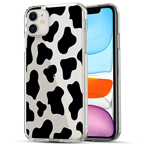 iPhone 11 Case  RANZ Anti-Scratch Shockproof Series Clear Hard PC Plus TPU Bumper Protective Cover Case for iPhone 11  6.1 inch  - Cow Print