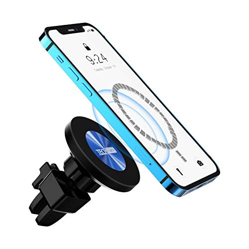 TechMatte Magnetic Vent Car Phone Mount Compatible with iPhone 12  Pro  Pro Max  Mini and MagSafe Case  Strong Magnet Air Mount 360° Rotation Car Phone Holder
