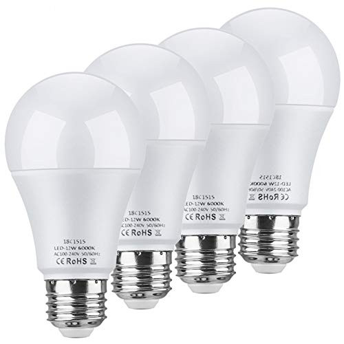 LEKE Dusk to Dawn Light Bulbs Outdoor 100W Equivalent Light Bulb E26 E27 Sensor Bulb 12W Smart Light Bulbs 6000K for Home Front Porch Light Yard Light Garage Light White-4 Pack