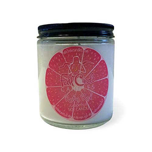 Grapefruit Soy Candle   Ruby Red   Full Circle Candles 8oz Jar