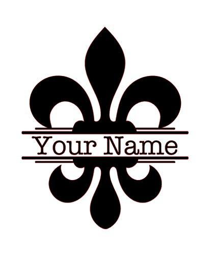 Personalized Fleur-de-lis Family Name Decal - Custom Coat of Arms Bumper Sticker  for Tumblers  Laptops  Car Windows - Custom Size  Color  and Name