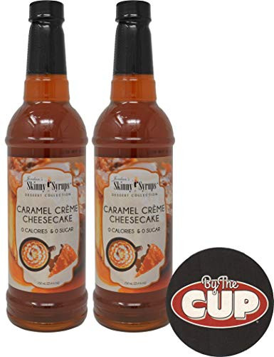 Jordan s Skinny Mixes Sugar Free Syrups Caramel Cream Cheesecake 750 ml  Pack of 2  with By The Cup Coaster