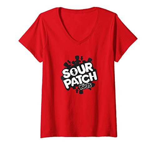 Womens Sour Patch Kids B and W Logo V-Neck T-Shirt