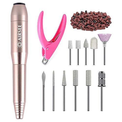 AIRSEE Portable Electric Nail Drill Professional Efile Nail Drill Kit For Acrylic  Gel Nails  Manicure Pedicure Polishing Shape Tools with Nail Clippers for Acrylic
