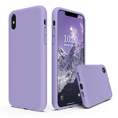 SURPHY Silicone Case Compatible with iPhone Xs Max Case 6.5 inches  Soft Liquid Silicone Shockproof Phone Case  with Microfiber Lining  Compatible with Xs Max  2018  6.5 inches  Light Purple