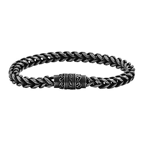 Magna Steel Men s Stainless Steel Tribal Vintage Round Franco Chain Bracelet Magna Steel Men s Stainless Steel Tribal Vintage Round Franco Chain Bracelet