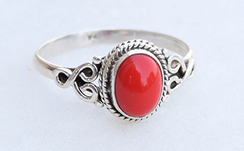 Red Coral Ring 925 Sterling Silver Statement Ring For Women - Size 10 - Stone Gemstone Christmas Gifts Ring Jewelry