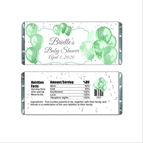 Green Glitter Balloons Personalized Candy Bar Wrappers for Chocolate  Birthday Party Favors  Hershey Bar Labels for Baby Shower  Bridal Shower  Pack of 20 Green Glitter Balloons Personalized Candy Bar Wrappers for Chocolate  Birthday Party Favors  Hershey Bar Labels for Baby Shower  Bridal Shower  Pack of 20