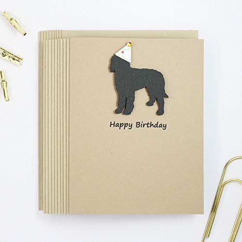 Bernedoodle Birthday Cards   Handmade Black Labradoodle Birthday Greeting Card   10 Pack Blank Inside   Dog with Party Hat