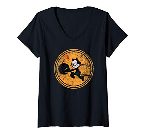 Womens WW2 VFA-31 Tomcatters Squadron Patch Grunge WWII V-Neck T-Shirt