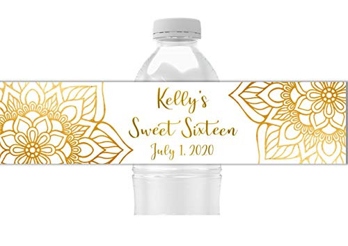 Mandala Water Bottle Labels  Personalized Labels for Party Favors  Pack of 25 Peel and Stick Waterproof Water Bottle Wrappers