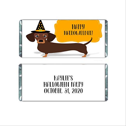 Halloween Dachshund Personalized Hershey Candy Bar Wrappers for Chocolate Party Favors  Candy Labels  Pack of 20