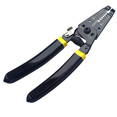 VCE 10-20 AWG Wire Cutter Stripper  7 inch  Professional Carbon Steel Wire Stripping Tool  Cutting Copper Wire Speaker Wire Stripper  Solid Wire Cutter - Black