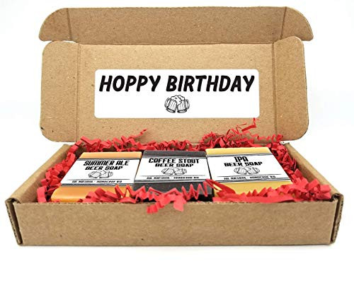 Hoppy Birthday Beer Soap Gift Set  6 Pack of Beer Soaps  Handmade  Vegan